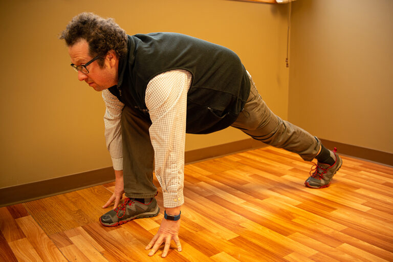 Man in lunging position