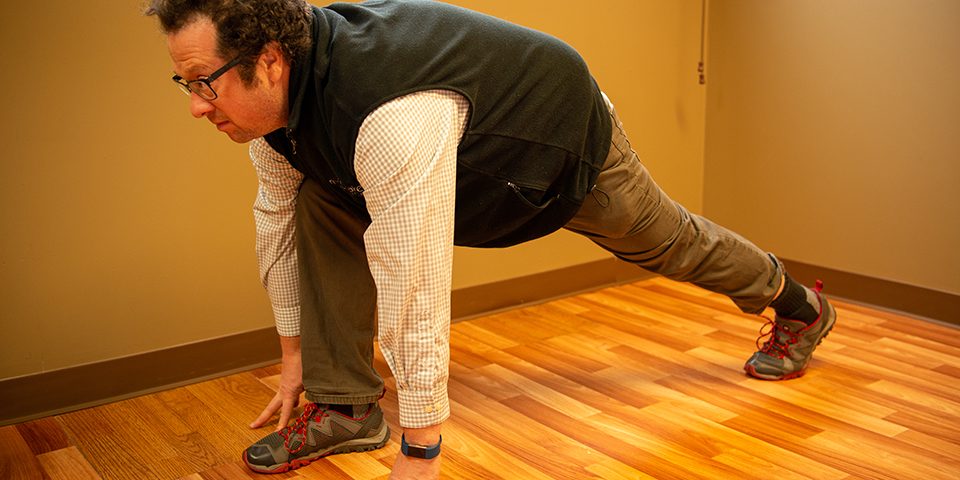 Man in lunging position