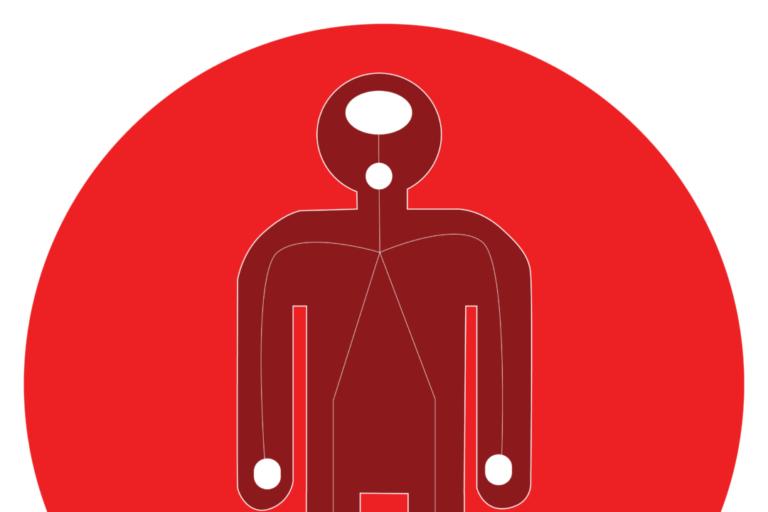 Icon of human body with lines connecting different parts of the body