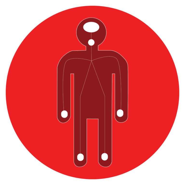Pediatric Therapies Icon of human body with lines connecting different parts of the body