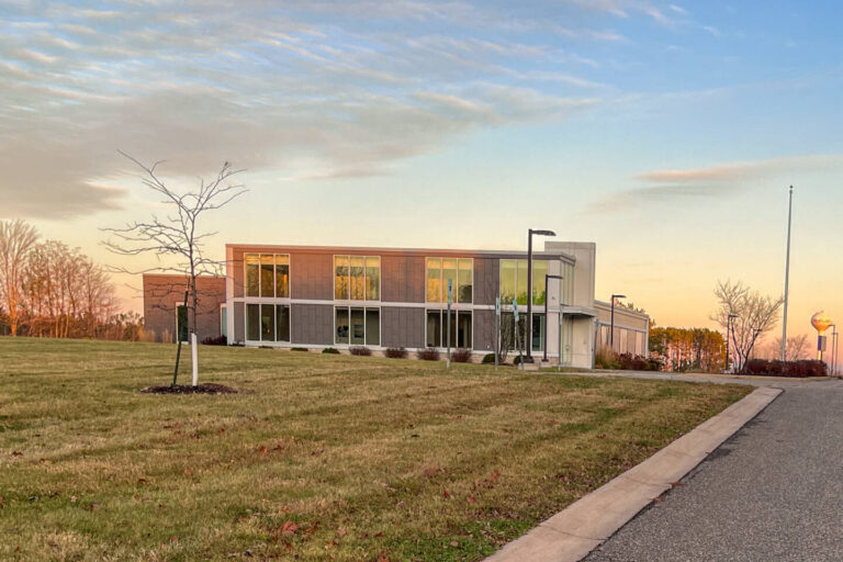 Outside of building with large windows