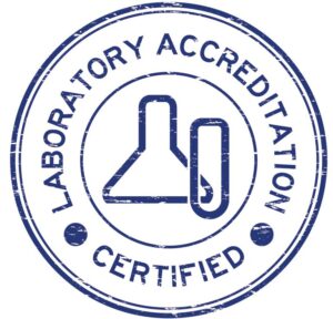 black and white logo for Lab Accreditation Certified